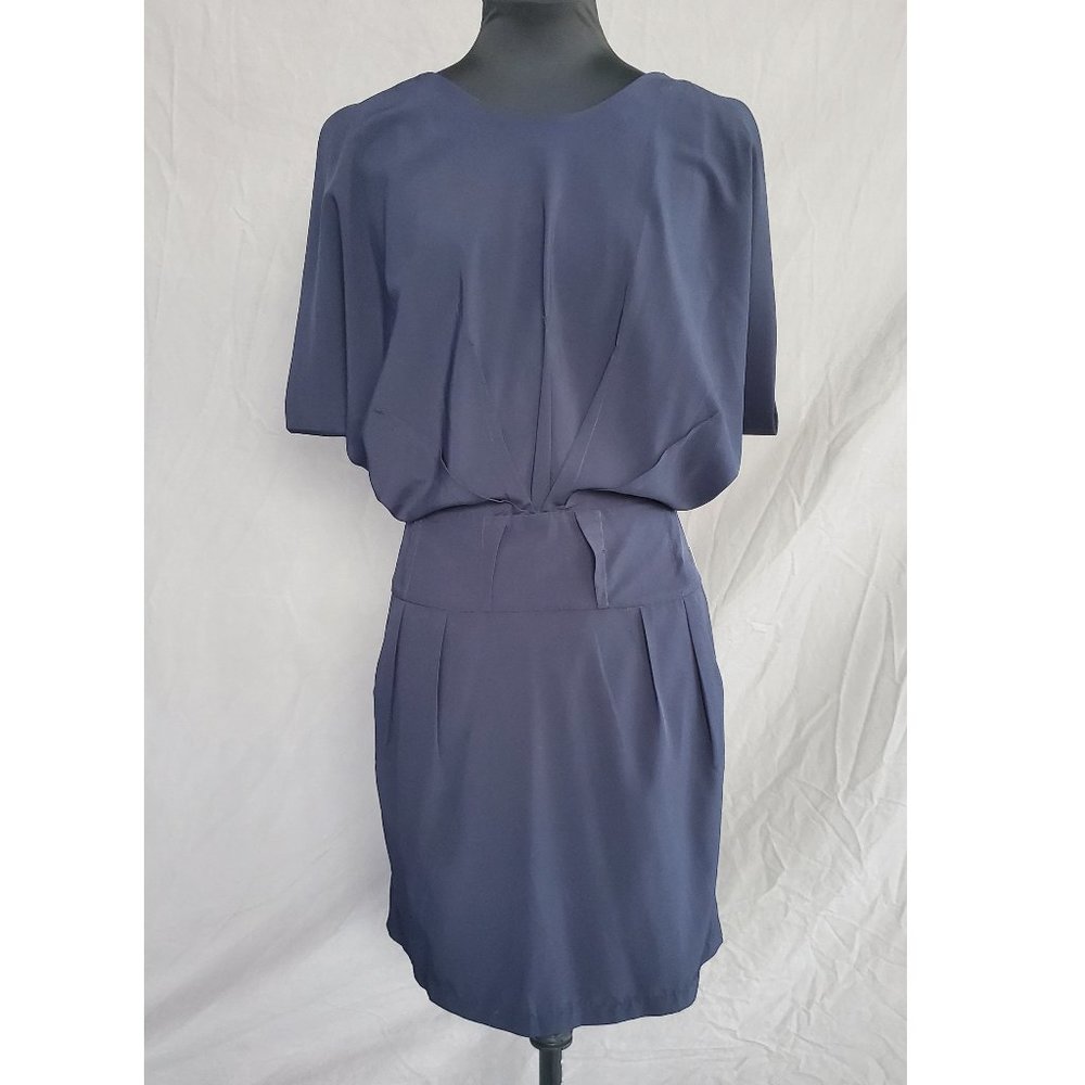 Navy Keyhole Back Midi Dress